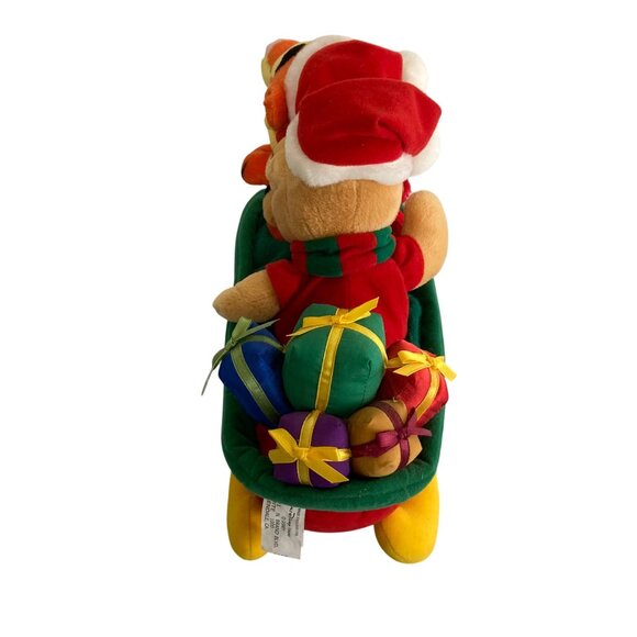 Vintage Animated Disney Plush Winnie the Pooh Tigger Christmas Sled Jingle Bells - Picture 5 of 8